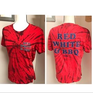 NWOT-Pink Victoria's Secret-  XS Red Tie Dye Tee-